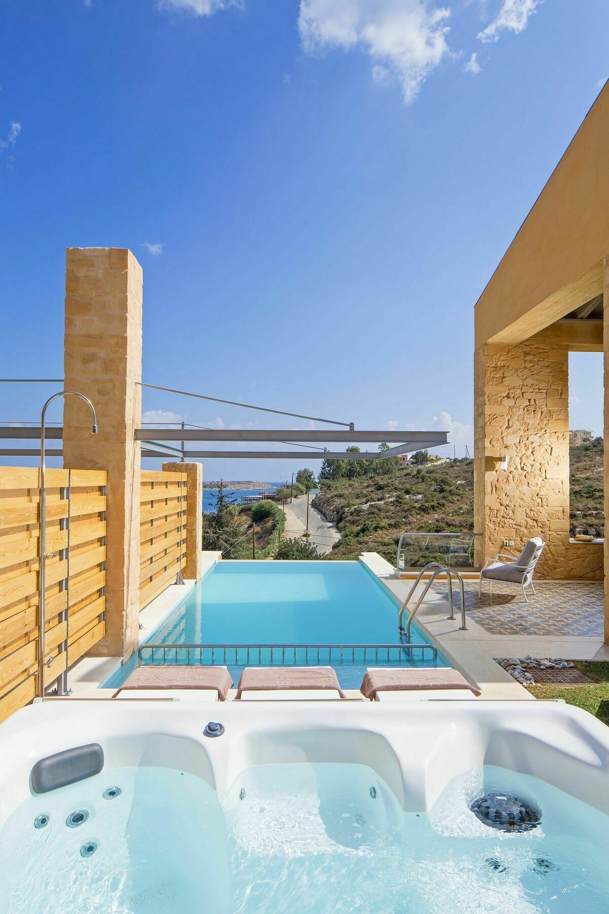 Olea Villas - Infinity Pool, Hot Tub, Sea Views Marathi  Dış mekan fotoğraf